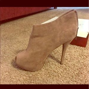 Suede Peep Toe Booties